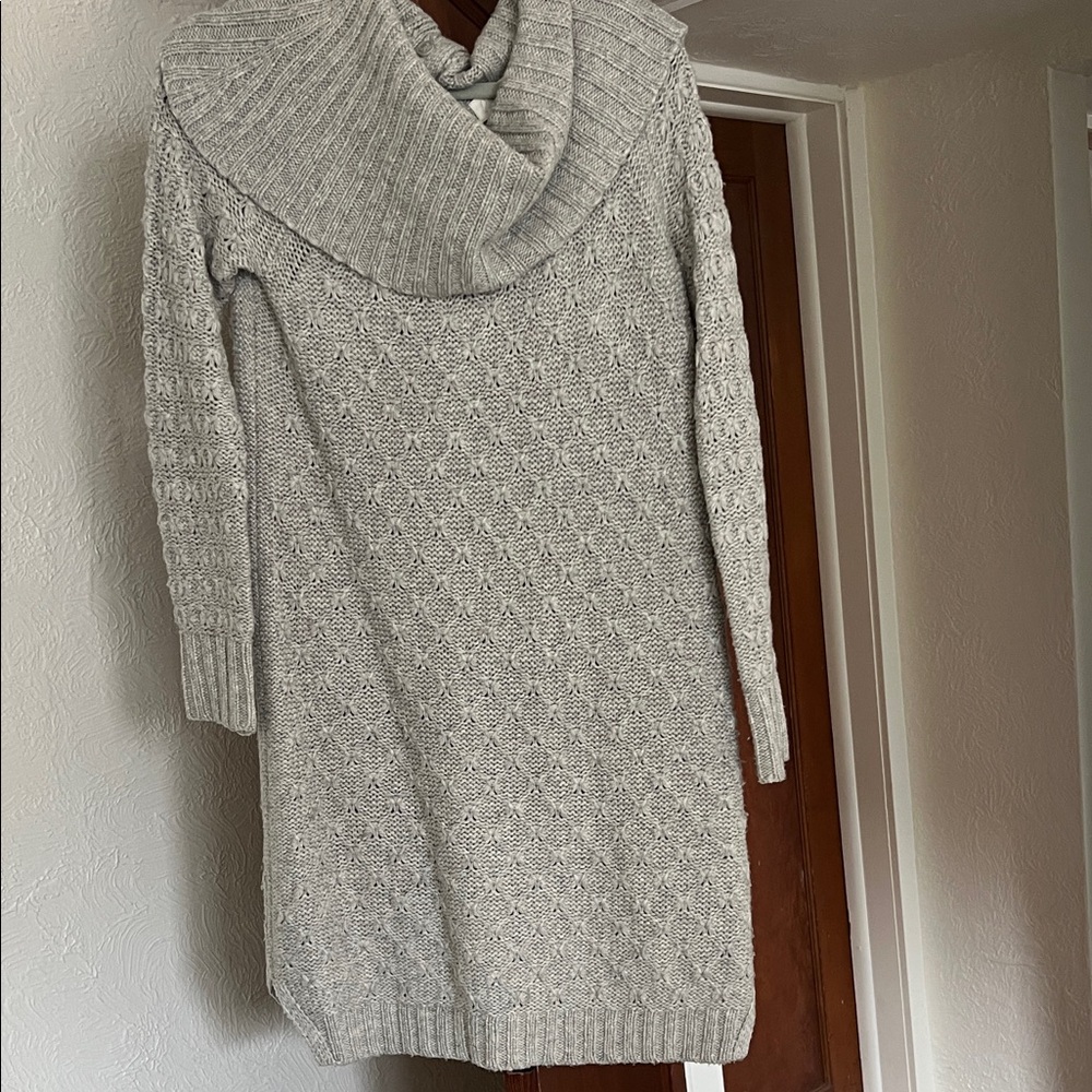 Heather Grey Chunky Knit Cowl Neck Sweater Dress